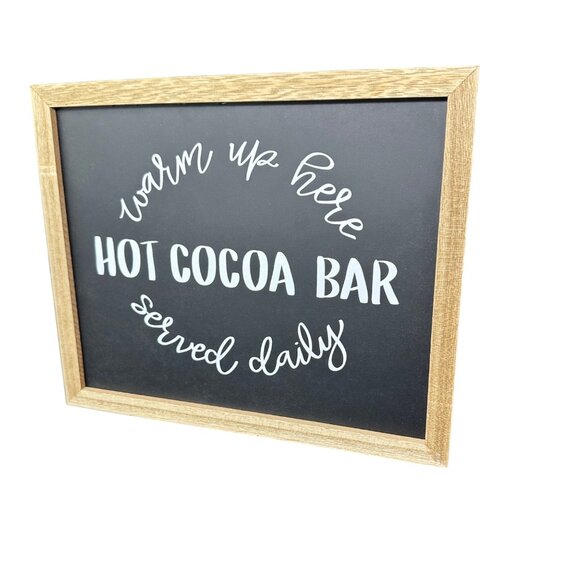 Hot Cocoa Bar Wall Sign 11x9 Rustic Chalkboard Look Daily Kitchen Decor Winter - Picture 6 of 11
